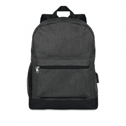 Bezpečnostný batoh zo 600D polyesteru so skrytým zatváraním a vonkajším vreckom, čierny